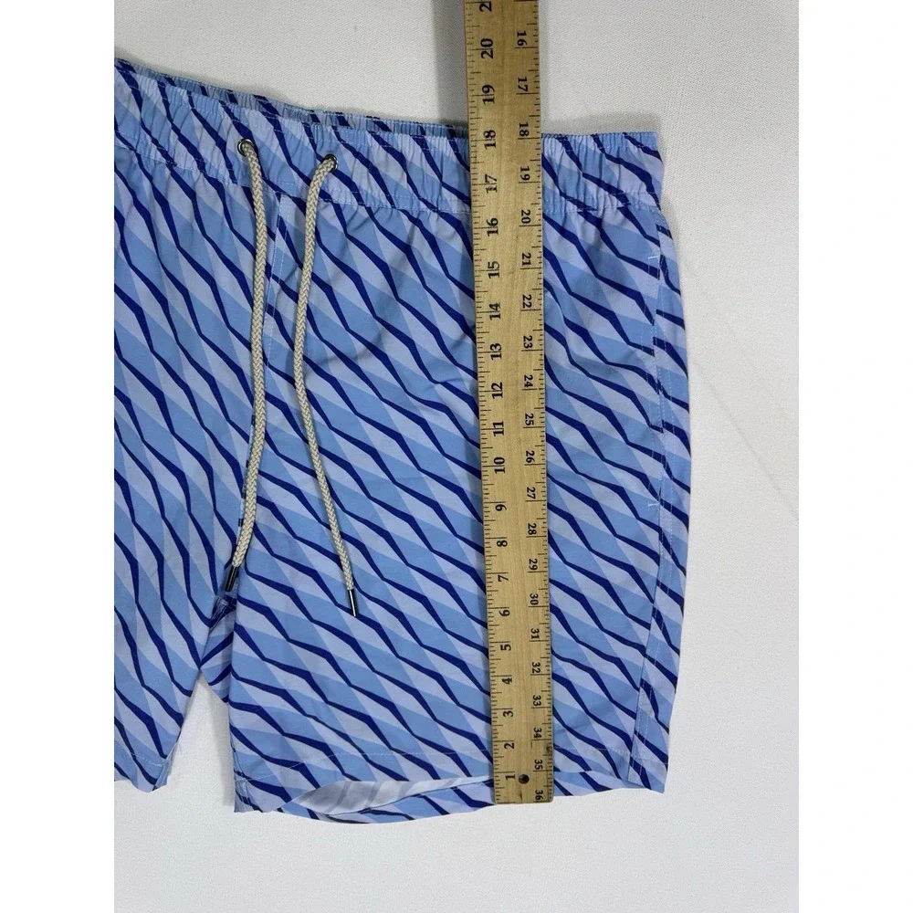 Fair Harbor Swim Trunks Mens 2XL Lined Shorts 7” Beach Blue Geometric Resort